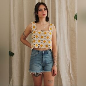Floral Crochet Crop Tank